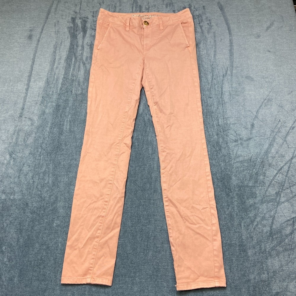 American Eagle Outfitters Chino Pants Womens 27x30 Peach Super Stretch Low Rise